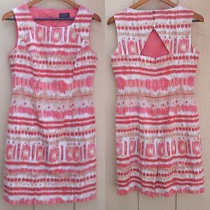 Tahari Dress Linen Sheath Aztec Hieroglyphic